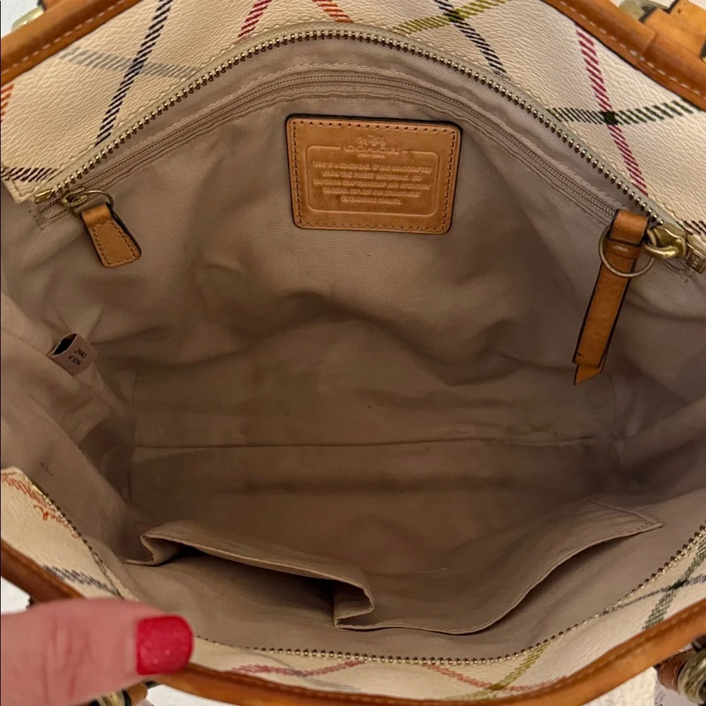 Coach Peyton Tattersall Stripe Shoulder Bag - Picture 7 of 8